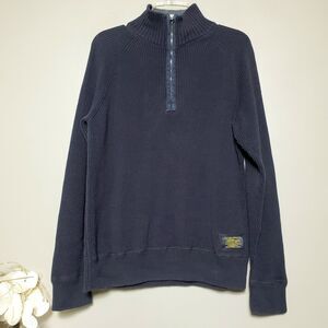 Ralph Lauren Polo Jeans Company Sweater Mens Size Medium Navy Blue Knit Ribbed